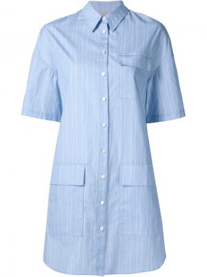 Полосатое платье-рубашка с короткими рукавами Grey Jason Wu. Цвет: синий