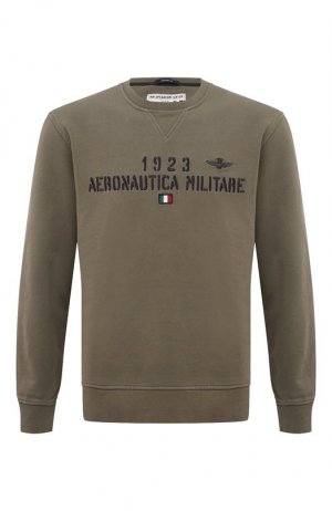 Хлопковый свитшот Aeronautica Militare. Цвет: хаки
