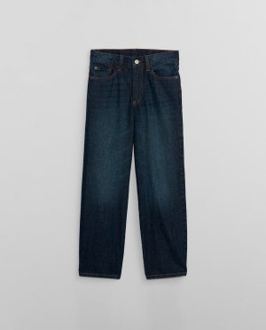 Свободные джинсы для мальчика стираного темно-синего цвета Gap, темно-синий GAP
