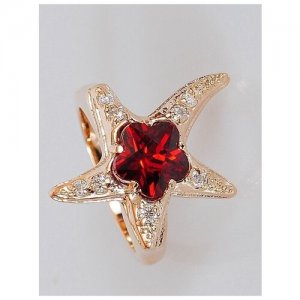 Кольцо помолвочное , гранат, размер 19, красный Lotus Jewelry. Цвет: красный