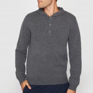 Пуловер с капюшоном из шерсти ягненка R essentiel. Цвет: серый