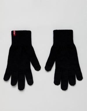 Черные перчатки для сенсорных гаджетов Levis Levi's. Цвет: черный