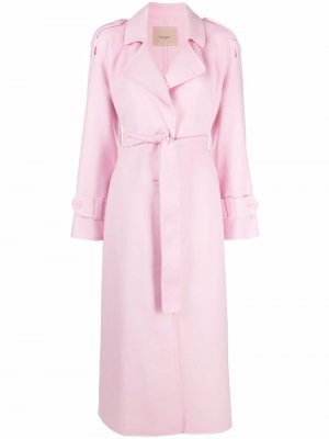 Belted mid-length trench coat TWINSET. Цвет: розовый
