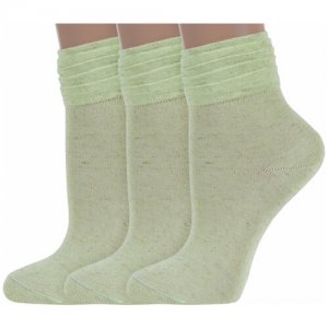 Носки , 3 пары, размер 23 (36-37), зеленый LorenzLine. Цвет: зеленый