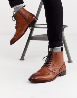 Светло-коричневые кожаные ботинки-броги -Светло-коричневый ASOS DESIGN