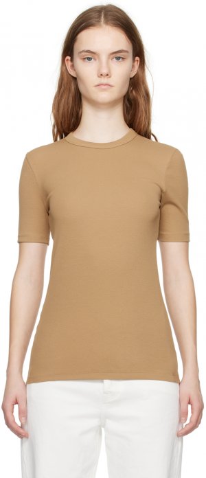 Светло-коричневая классическая футболка Toteme Totême