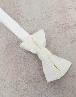 Бархатный галстук-бабочка -Белый Twisted Tailor