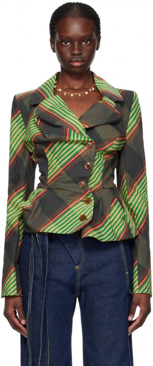Зеленый сшитый на заказ пиджак Drunken Vivienne Westwood