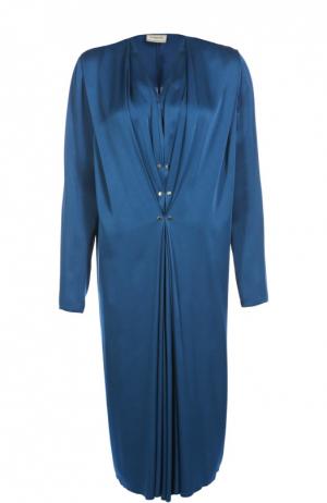 Платье прямого кроя с V-образным вырезом и длинным рукавом Lanvin. Цвет: синий