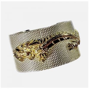 Серебряное кольцо c позолотой дракон, 17 размер Solo