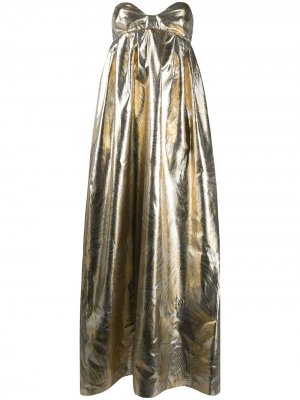 Жаккардовое вечернее платье с эффектом металлик Sara Battaglia. Цвет: серебристый