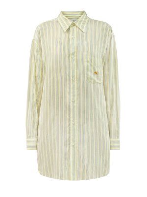 Удлиненная рубашка из шелка и вискозы в полоску ETRO. Цвет: желтый