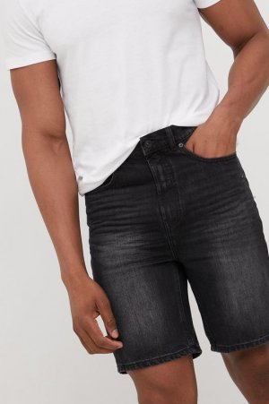 Однотонные джинсовые шорты , черный Solid