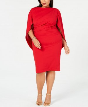 Платье-накидка больших размеров со складками , красный Betsy & Adam