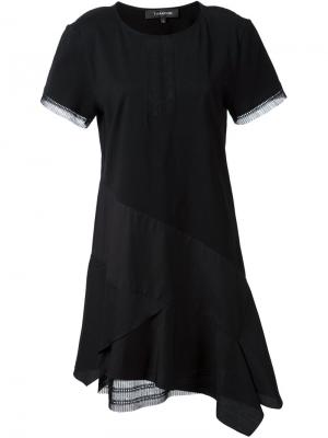 Асимметричное платье-футболка с рюшами Thakoon. Цвет: чёрный