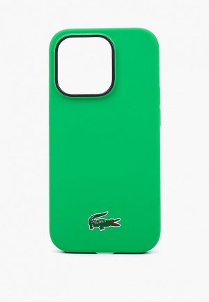 Чехол для iPhone Lacoste 14 Pro с MagSafe, силиконовый Liquid silicone. Цвет: зеленый