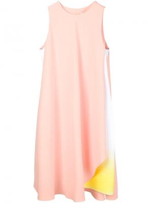 Платье-шифт с асимметричным подолом Jonathan Saunders. Цвет: розовый и фиолетовый