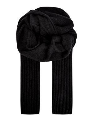 Длинный шарф из шерстяной пряжи фактурной вязки GENTRYPORTOFINO. Цвет: черный