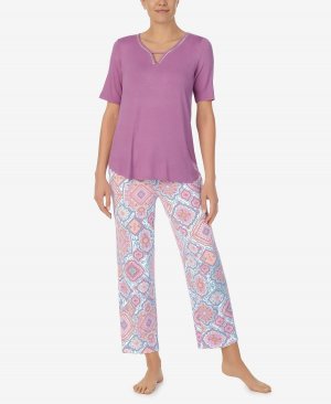 Женский пижамный комплект из 2 предметов с короткими рукавами , розовый Ellen Tracy