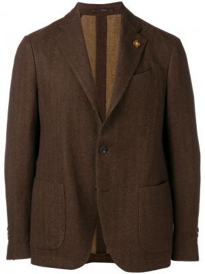 Классический однобортный пиджак Lardini. Цвет: коричневый