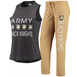 Женский спортивный комплект для сна, золотистый/черный армейский черный рыцарь, майка и брюки Unbranded