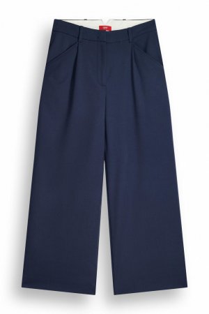 Вискозные брюки-кюлоты со складками, темно-синий Esprit