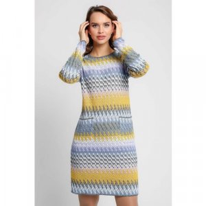 Платье , размер 54, желтый, голубой Текстильная Мануфактура. Цвет: голубой/желтый/белый
