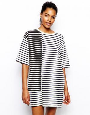 Джинсовое платье в полоску Wood. Цвет: mix stripe