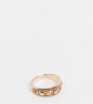 Позолоченное кольцо из стерлингового серебра с гравировкой звезд и луны -Золотой Regal Rose