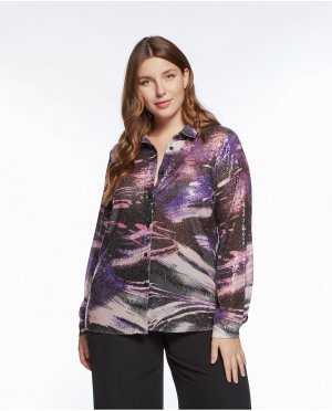 Женская рубашка с длинным рукавом и принтом пайеток , фиолетовый Fiorella Rubino