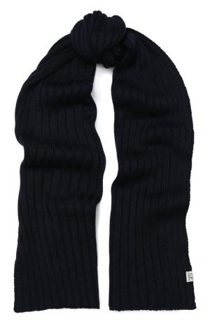 Шерстяной шарф фактурной вязки C.P. Company. Цвет: темно-синий