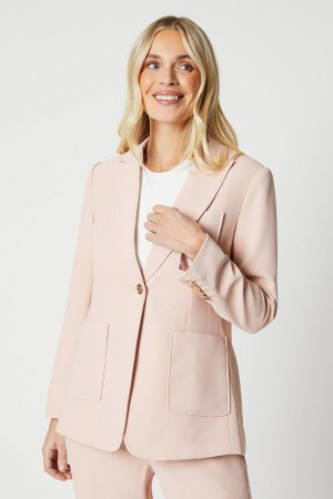 Однобортный пиджак в стиле милитари Petite Premium на пуговицах, розовый Wallis