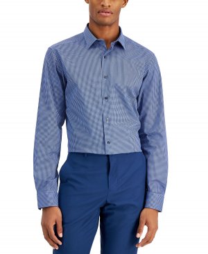 Мужская рубашка узкого кроя в ломаную клетку, созданная для macy's Alfani, темно-синий