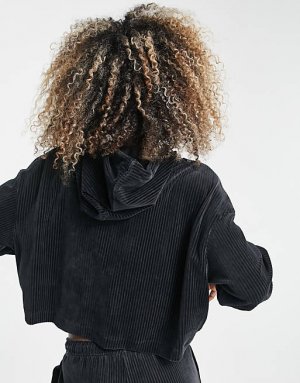 Черный велюровый пуловер с вельветом Nike