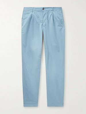 Зауженные брюки из эластичного хлопкового габардина со складками INCOTEX, синий Incotex
