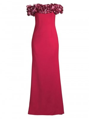 Платье-колонна с вырезом-лепестком и открытыми плечами , красный Basix