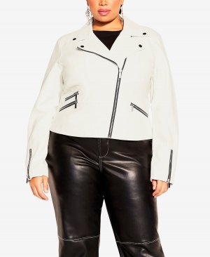 Модная куртка больших размеров Aria из искусственной кожи с воротником и City Chic