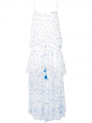 Длинное платье с цветочным рисунком Ermanno. Цвет: белый