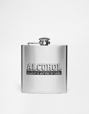 Плоская фляжка с надписью Alcohol Gifts. Цвет: мульти