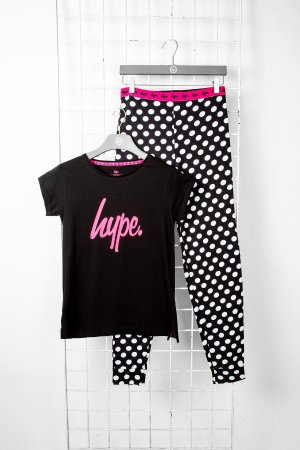 1 упаковка пижамы с напуском и манжетами на штанинах, черный цвет , Hype