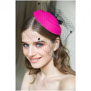 Шляпка с вуалью, вуалетка, вуалетка фуксия, шляпка, заколка, женская, вечерняя ободок Diana Pavlovskaya. Цвет: розовый/фуксия