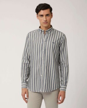 Мужская рубашка в обычную полоску натурального цвета Harmont&Blaine