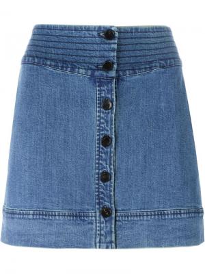 Джинсовая мини-юбка на пуговицах Vanessa Bruno Athé. Цвет: синий