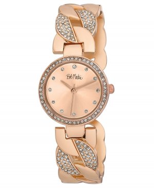Часы-браслет из сплава цвета розового золота с переплетенными кристаллами унисекс, 26 мм , золотой Bob Mackie