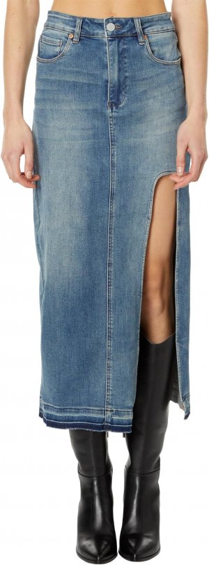 Джинсовая юбка с высоким разрезом и отделкой по нижнему краю в стиле Shape Up , цвет Blank NYC