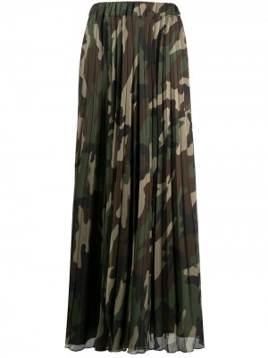 Плиссированная юбка макси с принтом P.A.R.O.S.H.. Цвет: зеленый