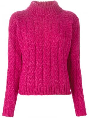 Трикотажный свитер с высоким горлом Cacharel. Цвет: розовый и фиолетовый