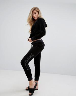 Велюровые спортивные брюки с логотипом -Черный Juicy Couture