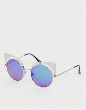 Солнцезащитные очки в металлической оправе -Серебряный Monki