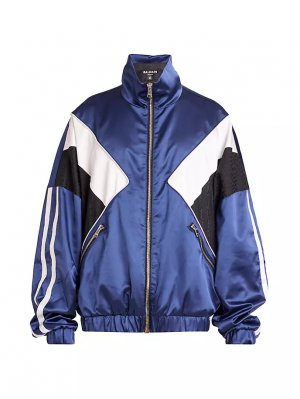 Атласная спортивная куртка с монограммой , синий Balmain
